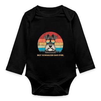 Dog Vintage Best Schnauzer Dad ever Tshirt Fathers - Baby Bio-Langarm-Body - Schwarz - Vorne