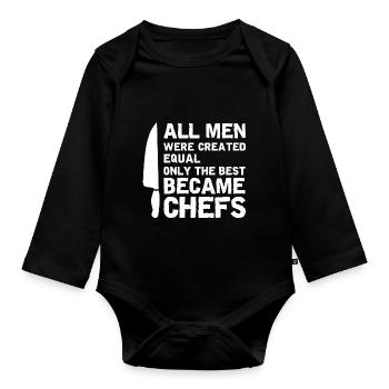 Chefkoch & Küchen Hobby Koch Geschenke - Baby Bio-Langarm-Body - Schwarz - Vorne