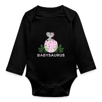 Babysaurus fille T-Rex éclos œuf dinosaure - Body Bébé bio manches longues - noir - Devant