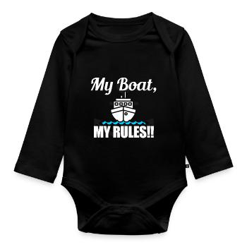 My Boat My Rules - Organic Longsleeve Baby Bodysuit - black - Front