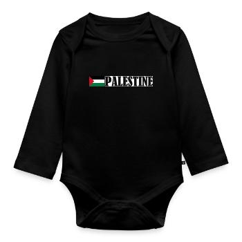 Free Palestine - Body Bébé bio manches longues - noir - Devant