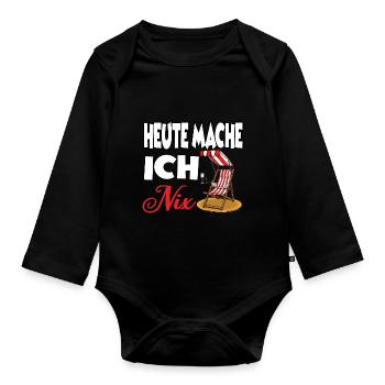 Heute Mache Ich Nix - Baby Bio-Langarm-Body - Schwarz - Vorne
