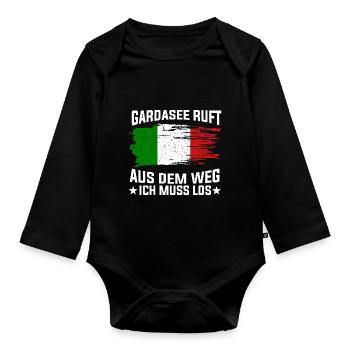 Gardasee Italien Geschenk - Baby Bio-Langarm-Body - Schwarz - Vorne