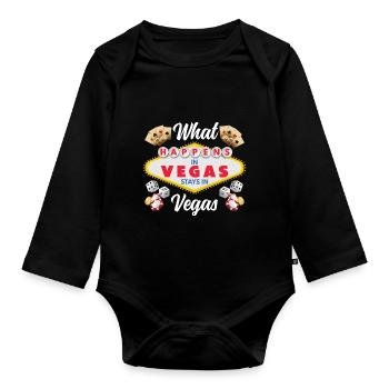 Was In Las Vegas Passiert Bleibt In Las Vegas - Baby Bio-Langarm-Body - Schwarz - Vorne