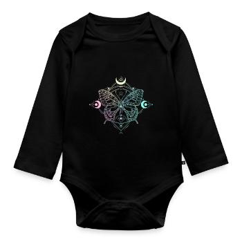 Pastel Goth Lune Goth papillon lune gothique - Body Bébé bio manches longues - noir - Devant