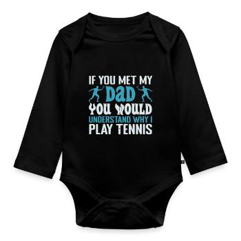 Drôle de phrase de tennis pour les enfants - Body Bébé bio manches longues - noir - Devant