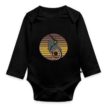 Schwalbe KR51 / Schwalbenfahrer / Ostalgie / Mofa - Body Bébé bio manches longues - noir - Devant