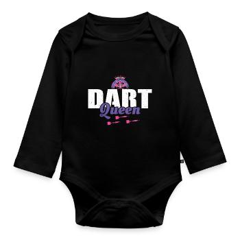 Dart Queen design - Darts Dart Spielerin Geschenk - Baby Bio-Langarm-Body - Schwarz - Vorne