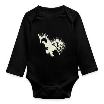 Forest Animals Squirrel Hedgehog Fairycore Nature - Organic Longsleeve Baby Bodysuit - black - Front