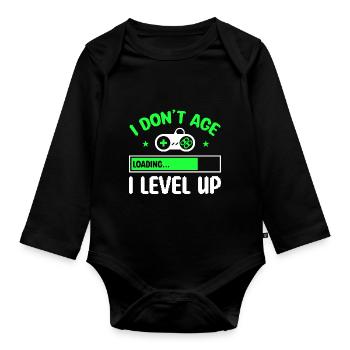 Jeux vidéo gamer Drôles cadeaux de jeu - Body Bébé bio manches longues - noir - Devant