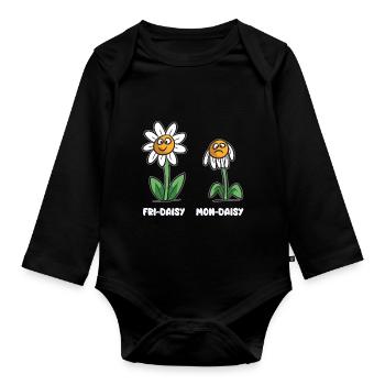 Life of a daisy Mon-Daisy Fri-Daisy - Organic Longsleeve Baby Bodysuit - black - Front