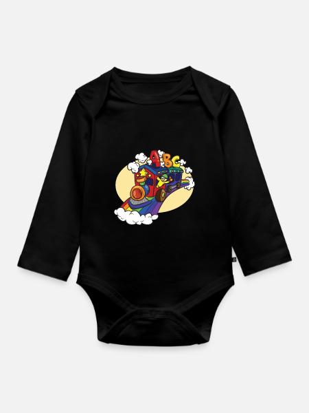 Train ABC pour la rentrée scolaire des enfants - Body Bébé bio manches longues - noir