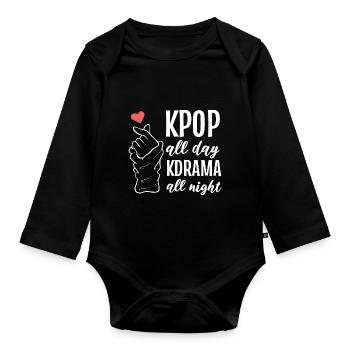 Kdrama die ganze Nacht. Musiker Gift - Baby Bio-Langarm-Body - Schwarz - Vorne