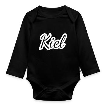 Kiel - Textdesign mit Stadtnamen - Baby Bio-Langarm-Body - Schwarz - Vorne