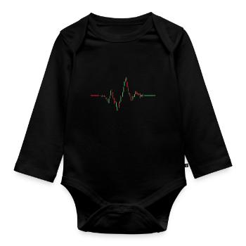 Herzschlag Aktien Chart - Baby Bio-Langarm-Body - Schwarz - Vorne