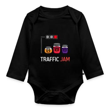 Stau Lustiger Illustrator Gift - Baby Bio-Langarm-Body - Schwarz - Vorne