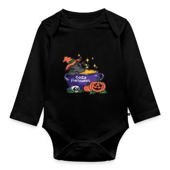 Cozy Halloween Witch - Organic Longsleeve Baby Bodysuit - black - Front