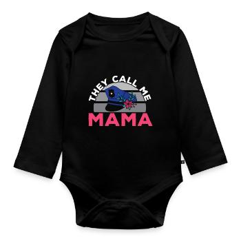 They call me Mom Police Officer Law Enforcement - Organic Longsleeve Baby Bodysuit - black - Front