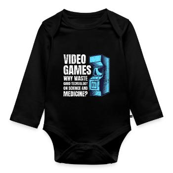 Videospielautomat Arcade Retro Video Games - Baby Bio-Langarm-Body - Schwarz - Vorne