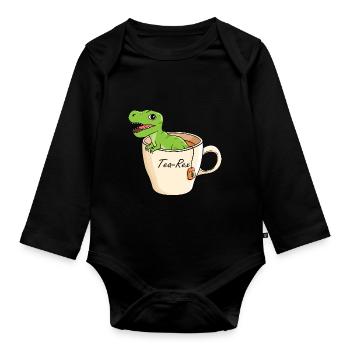 Tea-Rex Süßer T Rex Dinosaur Dino Tee Liebhaber - Baby Bio-Langarm-Body - Schwarz - Vorne