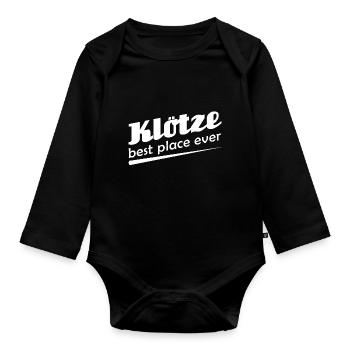 Klötze - Stadt best place ever - Baby Bio-Langarm-Body - Schwarz - Vorne