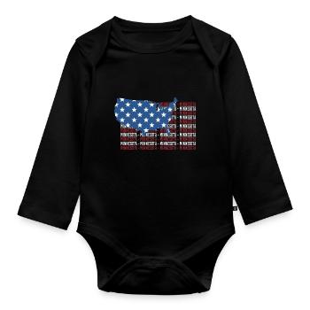 American FLAG MINNESOTA city - Patriotic Gift - Organic Longsleeve Baby Bodysuit - black - Front