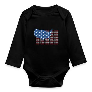 American FLAG FLORIDA city - Patriotic Gift - Organic Longsleeve Baby Bodysuit - black - Front
