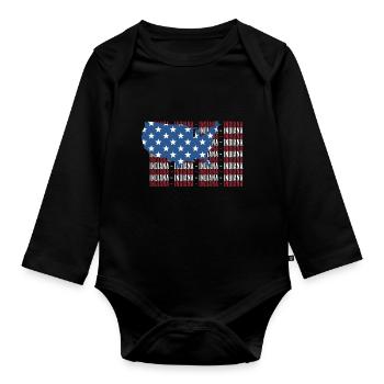 American FLAG INDIANA city - Patriotic Gift - Organic Longsleeve Baby Bodysuit - black - Front