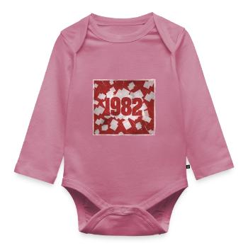 Born in 1982 - Organic Longsleeve Baby Bodysuit - mauve - Front