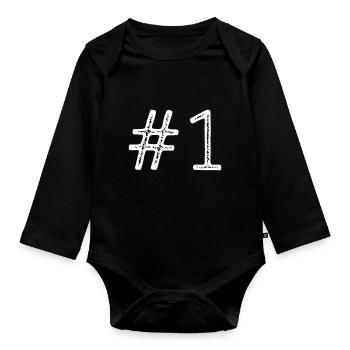 Erster Platz Nummer Eins Gewinner - Baby Bio-Langarm-Body - Schwarz - Vorne