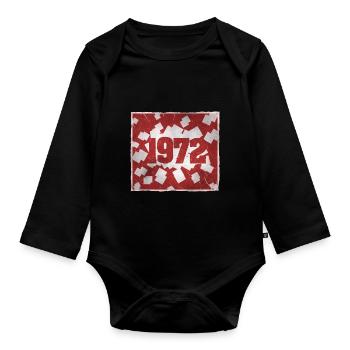 Geboren 1972 - Baby Bio-Langarm-Body - Schwarz - Vorne