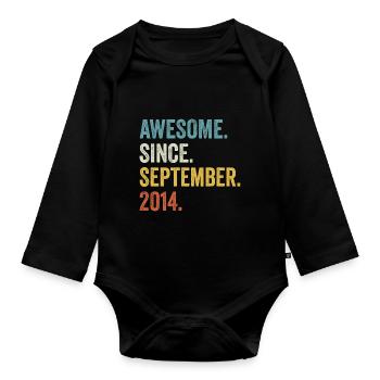 Awesome Since September 2014 8. Geburtstag - Baby Bio-Langarm-Body - Schwarz - Vorne