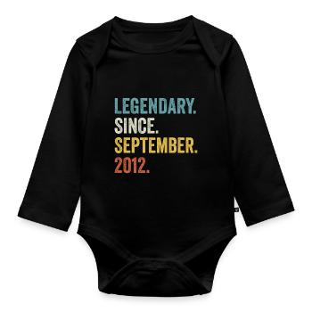 10 Years Old Legendary Since September 2012 10th - Organic Longsleeve Baby Bodysuit - black - Front