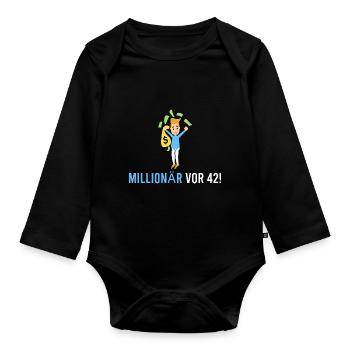 Millionnaire il y a 42 ans! - Body Bébé bio manches longues - noir - Devant