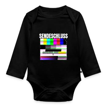 Testbild Röhrenbildschirm Testbild Sendepause 80s - Baby Bio-Langarm-Body - Schwarz - Vorne