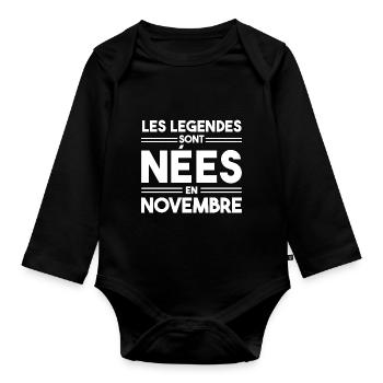 les légendes sont nées en novembre - Body Bébé bio manches longues - noir - Devant