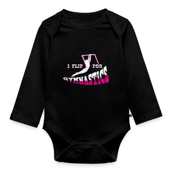 Gymnastik Turnen Barren Trampolin Ringe Turner - Baby Bio-Langarm-Body - Schwarz - Vorne