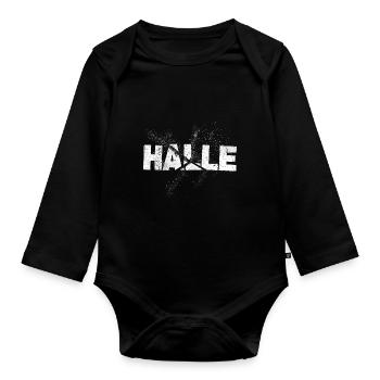 Hall Germany City Font Grunge Splash - Organic Longsleeve Baby Bodysuit - black - Front