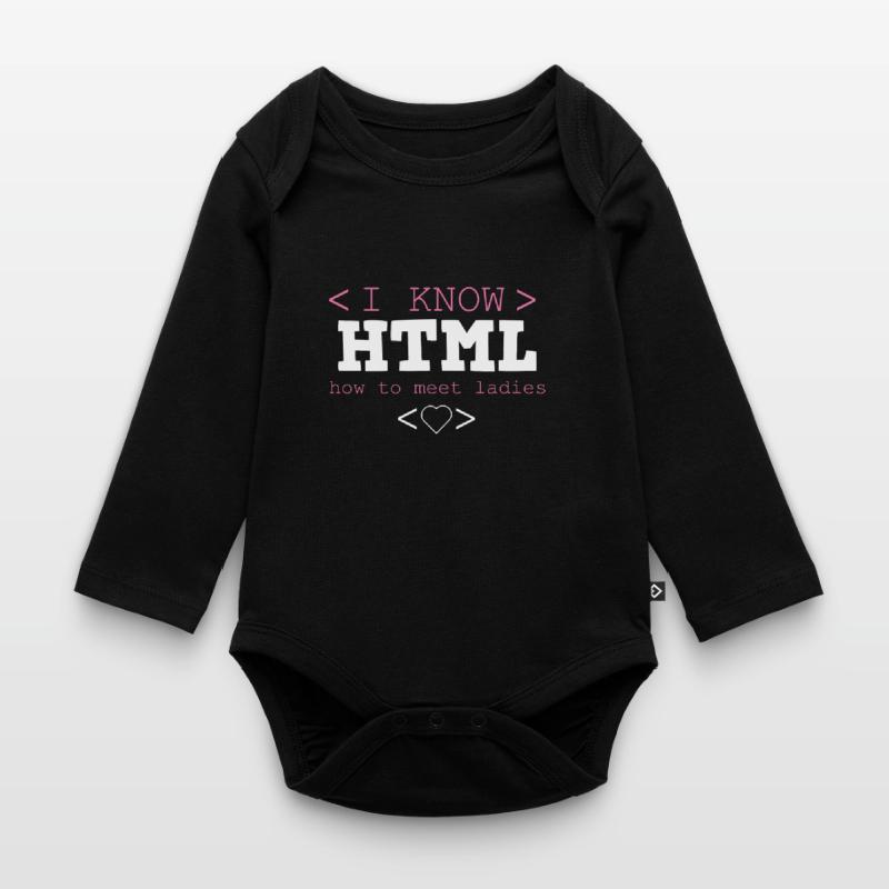 HTML Editor Hypertext Markup Language Web Document Organic Longsleeve Baby Bodysuit
