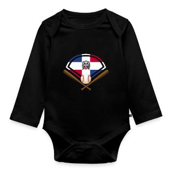 Baseball République dominicaine - Body Bébé bio manches longues - noir - Devant