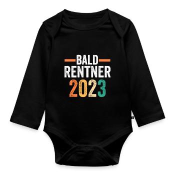Rente 2023 Pension Pensionär Ruhestand Rentner - Baby Bio-Langarm-Body - Schwarz - Vorne