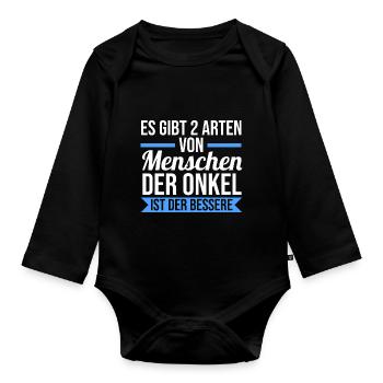 Patenonkel Pate Onkel - Baby Bio-Langarm-Body - Schwarz - Vorne