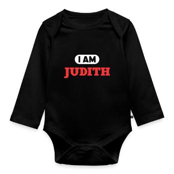Judith Namenszusatz für stolze Judiths - Baby Bio-Langarm-Body - Schwarz - Vorne