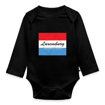Luxemburg - Hauptstadt mit GPS & Flagge - Baby Bio-Langarm-Body - Schwarz - Vorne