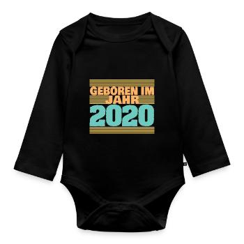 Geboren im Jahre 2020 - Baby Bio-Langarm-Body - Schwarz - Vorne