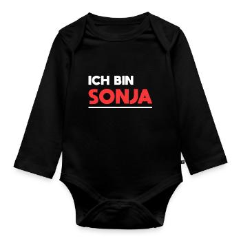 Sonja Name Spruch für stolze Sonjas - Baby Bio-Langarm-Body - Schwarz - Vorne