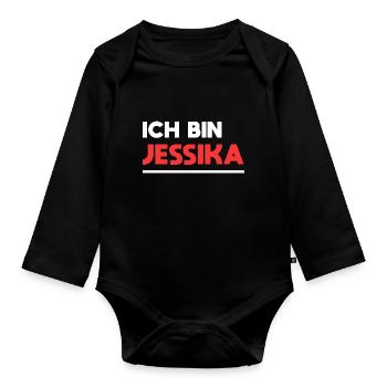 Jessika Name Spruch für stolze Jessikas - Baby Bio-Langarm-Body - Schwarz - Vorne