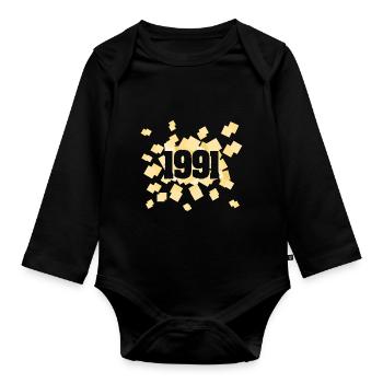 Geboren 1991 - Baby Bio-Langarm-Body - Schwarz - Vorne