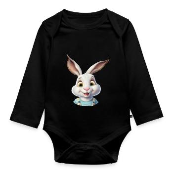 Happy - Organic Longsleeve Baby Bodysuit - black - Front