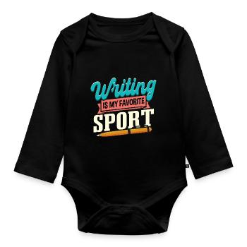 Schreiben ist mein Lieblingssport - Baby Bio-Langarm-Body - Schwarz - Vorne